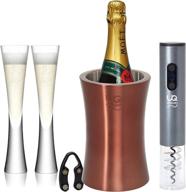 premium wine bottle cooler set with electric opener and foil cutter. 🍾 stylish stainless steel champagne bucket. ideal wine gifts for birthdays, thanksgiving, and christmas логотип