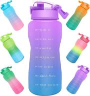 🚰 large 64 oz motivational water bottle with time marker and straw - half gallon leakproof water jug for sports and fitness - non-toxic wide mouth design - durable tritan material - bpa free logo