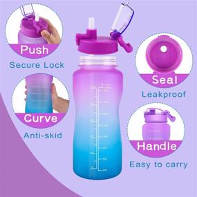 img 2 attached to 🚰 Large 64 oz Motivational Water Bottle with Time Marker and Straw - Half Gallon Leakproof Water Jug for Sports and Fitness - Non-Toxic Wide Mouth Design - Durable Tritan Material - BPA Free