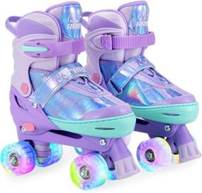 img 4 attached to 🌟 RunRRIn Roller Skates for Girls: Adjustable Quad Skates with Light Up Wheels - Ideal for Indoor and Outdoor Use!