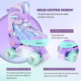 img 1 attached to 🌟 RunRRIn Roller Skates for Girls: Adjustable Quad Skates with Light Up Wheels - Ideal for Indoor and Outdoor Use!