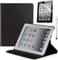 📱 ruban case for ipad 2 3 4 (old model) 9.7 inch tablet - multi-angle stand smart protective cover (auto wake/sleep) + screen protector - black logo