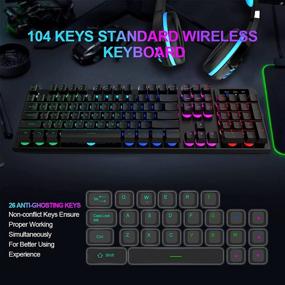 img 1 attached to NPET K11 Wireless Gaming Keyboard: Rechargeable, Backlit and Water-Resistant for PS4, Xbox One, Desktop, PC