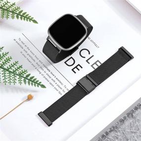 img 1 attached to Stylish Adjustable Stainless Steel Fitbit Versa 3/Sense Bands - GEAK Compatible, Ideal for Women and Men, Sleek Black Design