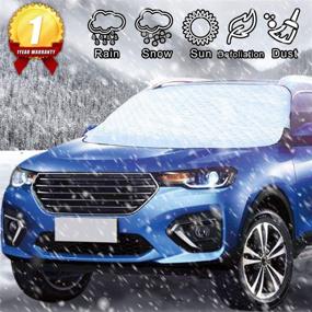 img 4 attached to 🌨️ Ultimate Winter Car Windshield Snow Cover: 4 Layers Protection, Waterproof & UV Ray Reflector - Extra Large Size Fits Most Vehicles (Silver)