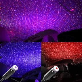 img 4 attached to Star Projector Night Light: Booreina Auto Roof Star Lights for Bedroom, Party, Car, Ceiling and Stage Decoration - Red and Violet Blue 2 Pack