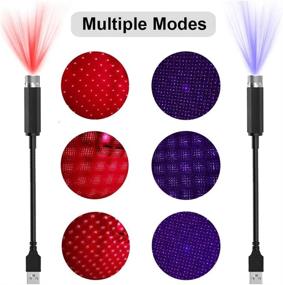 img 1 attached to Star Projector Night Light: Booreina Auto Roof Star Lights for Bedroom, Party, Car, Ceiling and Stage Decoration - Red and Violet Blue 2 Pack