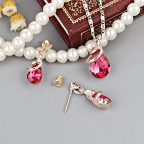 img 2 attached to 💎 Sparkling Rose Gold Teardrop Jewelry Set: Dazzling Infinity Pendant Necklace with Pearl Dangle Earrings