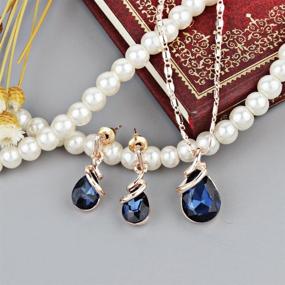 img 3 attached to 💎 Sparkling Rose Gold Teardrop Jewelry Set: Dazzling Infinity Pendant Necklace with Pearl Dangle Earrings