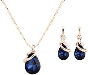 img 4 attached to 💎 Sparkling Rose Gold Teardrop Jewelry Set: Dazzling Infinity Pendant Necklace with Pearl Dangle Earrings