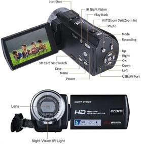 img 2 attached to 📷 ORDRO V12 Night Vision Digital Camcorder - 1080P YouTube Camcorder with 3'' LCD Screen, 16X Digital Zoom, IR Night Vision Light, Remote Control, 2 Batteries