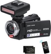 📷 ordro v12 night vision digital camcorder - 1080p youtube camcorder with 3'' lcd screen, 16x digital zoom, ir night vision light, remote control, 2 batteries logo