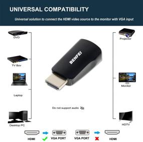 img 3 attached to Benfei Компактный переходник HDMI в VGA покрытый золотом: Улучшение совместимости и подключения для компьютера, ноутбука, монитора, проектора и других устройств.