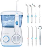 💦 turewell dental water flosser, 600ml oral irrigator for teeth cleaning with 10 pressure settings, electric dental pick flosser for teeth/braces, includes 8 water jet tips for family use (white) logo