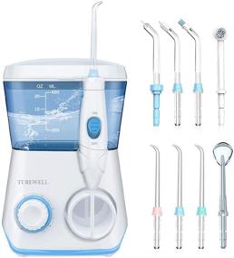 img 4 attached to 💦 TUREWELL Dental Water Flosser, 600ML Oral Irrigator for Teeth Cleaning with 10 Pressure Settings, Electric Dental Pick Flosser for Teeth/Braces, Includes 8 Water Jet Tips for Family Use (White)