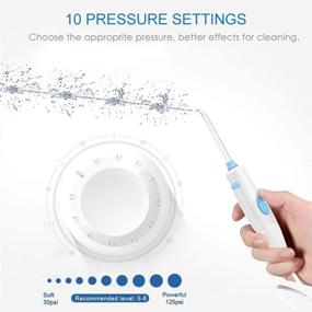 img 1 attached to 💦 TUREWELL Dental Water Flosser, 600ML Oral Irrigator for Teeth Cleaning with 10 Pressure Settings, Electric Dental Pick Flosser for Teeth/Braces, Includes 8 Water Jet Tips for Family Use (White)