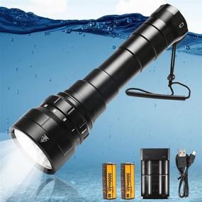 img 4 attached to 🔦 Willcrew DF60 6000 Lumen Dive Lights - Scuba Diving Underwater Flashlight, 150M IPX-8 Waterproof Torch, Submersible Flashlight with 2 Batteries and Charger - Professional Gear