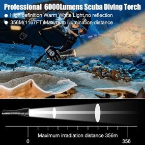 img 3 attached to 🔦 Willcrew DF60 6000 Lumen Dive Lights - Scuba Diving Underwater Flashlight, 150M IPX-8 Waterproof Torch, Submersible Flashlight with 2 Batteries and Charger - Professional Gear