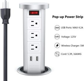 img 3 attached to 🔌 BTU Automatic Pop Up Sockets: Retractable Recessed Power Strip with Surge Protection, 3 AC Outlets, 2 USB Charger Ports, Wireless Charger - Ideal for Kitchen Counters