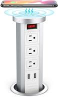 🔌 btu automatic pop up sockets: retractable recessed power strip with surge protection, 3 ac outlets, 2 usb charger ports, wireless charger - ideal for kitchen counters logo