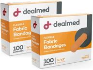 🩹 dealmed fabric flexible adhesive bandages – 2 pack of 100 count bandages with non-stick pad, latex free, first aid wound care for your kit, 3" x 3/4 логотип