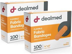 img 4 attached to 🩹 Dealmed Fabric Flexible Adhesive Bandages – 2 Pack of 100 Count Bandages with Non-Stick Pad, Latex Free, First Aid Wound Care for Your Kit, 3" x 3/4