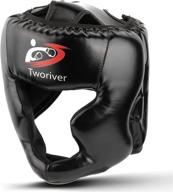 🥊 sanjoin boxing headgear: sturdy synthetic leather mma headgear for ufc fighting in black logo