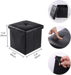 img 3 attached to 🪑 YCOCO Ottoman with Storage Folding Faux Leather - Convenient Small Square Foot Rest Stools Furniture with Folding Design and Storage Capability - 11.8"X11.8"X11.8" - Black Pack of 2