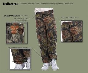 img 2 attached to 👖 TrailCrest Boys Camouflage Hunting Pants - Elastic Waistband with 6 Pocket Cargo Design - Youth Size