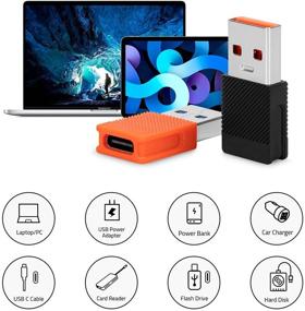 img 2 attached to 🔌 Maogoam USB C Female to USB 3.0 Male Adapter - 2 Pack | Double-Sided 5Gbps GEN 1 | USB C to USB OTG/Charging Adapter | QC2.0/3.0/4.0 Fast Charging | Compatible with iPhone, iPad | Black & Orange Suit