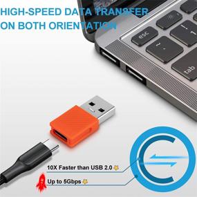 img 3 attached to 🔌 Maogoam USB C Female to USB 3.0 Male Adapter - 2 Pack | Double-Sided 5Gbps GEN 1 | USB C to USB OTG/Charging Adapter | QC2.0/3.0/4.0 Fast Charging | Compatible with iPhone, iPad | Black & Orange Suit