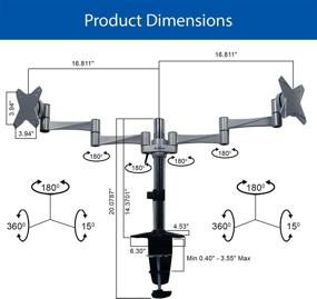 img 3 attached to 💻 Enhance Workspace Efficiency with QualGear Qg-Dm-02-016 3 Way Articulating Dual Desk Mount for 13-27 Inches Flatpanel Monitors in Silver