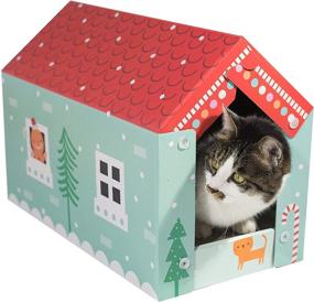 img 4 attached to 🐈 PAWNIE Eco-friendly Cardboard House Cat Scratcher and Resting Lounge Pad with Beautiful Cover