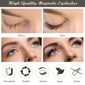 img 1 attached to 💫 RF Refineu Dual Magnetic Eyelashes: Easy Application, Glue and Eyeliner-Free, Natural 3D False Lashes with Bonus Applicator