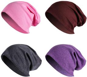 img 4 attached to 🎩 JOYEBUY 4 Pack of Stylish and Soft Stretch Knit Slouchy Beanie Hats – For Women and Men, Perfect Hip-hop Skull Caps