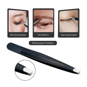 img 2 attached to 👁️ FITDON Professional Eyebrow Grooming Set with Slant Tip Tweezers, Curved Stainless Steel Scissors, 3PCS Brow Razors Trimmer, and Duo Angled Eyebrow Brush with Spoolie