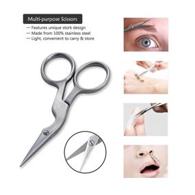 img 1 attached to 👁️ FITDON Professional Eyebrow Grooming Set with Slant Tip Tweezers, Curved Stainless Steel Scissors, 3PCS Brow Razors Trimmer, and Duo Angled Eyebrow Brush with Spoolie