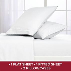 img 3 attached to 🛏️ Mellanni Queen Sheet Set: Hotel Luxury 1800 Bedding Sheets & Pillowcases in White - Extra Soft Cooling Bed Sheets with Deep Pocket for 16 inch Mattress - Wrinkle, Fade, Stain Resistant - 4 Piece Queen Size