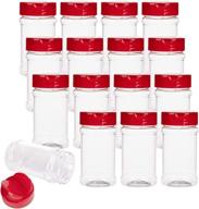 🌶️ bekith set of 16 bpa-free plastic spice jars - 6 oz containers for storing spice, herbs, and powders, with red flip top cap for easy pouring or shaking логотип