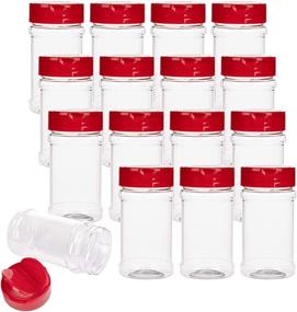 img 4 attached to 🌶️ Bekith Set of 16 BPA-Free Plastic Spice Jars - 6 Oz Containers for Storing Spice, Herbs, and Powders, with Red Flip Top Cap for Easy Pouring or Shaking