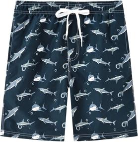 img 3 attached to 🐠 Blue Fish Print Boys' Swimwear with Akula Swimsuit and Convenient Printed Pockets