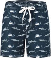 🐠 blue fish print boys' swimwear with akula swimsuit and convenient printed pockets logo