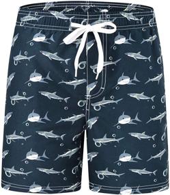 img 4 attached to 🐠 Blue Fish Print Boys' Swimwear with Akula Swimsuit and Convenient Printed Pockets