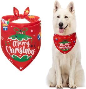 img 4 attached to Dog Bandanas Christmas Adjustable Triangle