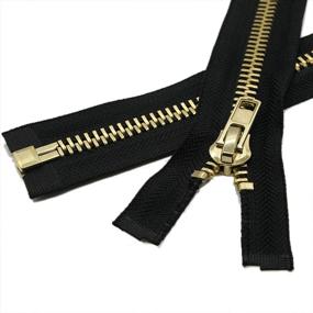 img 1 attached to 🔗 36 Inch Brass Metal Zipper - Heavy Duty Jacket Zipper for Sewing Coats Crafts