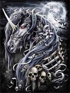 zimal 5d diamond painting night skull unicorn kit - diy full round diamond embroidery for home decor logo