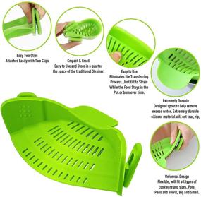 img 2 attached to Foldable Clip-on Kitchen Strainer and Colander, Heat Resistant with Silicone Food Strainers for Spaghetti, Pasta, Ground Beef. Universal Fit - Green.