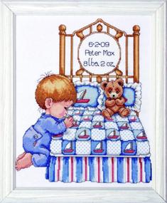 img 1 attached to 🛏️ Tobin Bedtime Prayer Boy Cross Stitch Kit - 11x14 White - Complete for Effective Stitching