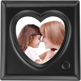 img 3 attached to 🎙️ KWANWA Voice Recordable Picture Frame: Capture Special Moments in a Heart-Shaped Desk Photo Frame with 20-Second Recording! (Black, 3.9 x 3.9 Inch)