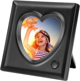 img 2 attached to 🎙️ KWANWA Voice Recordable Picture Frame: Capture Special Moments in a Heart-Shaped Desk Photo Frame with 20-Second Recording! (Black, 3.9 x 3.9 Inch)